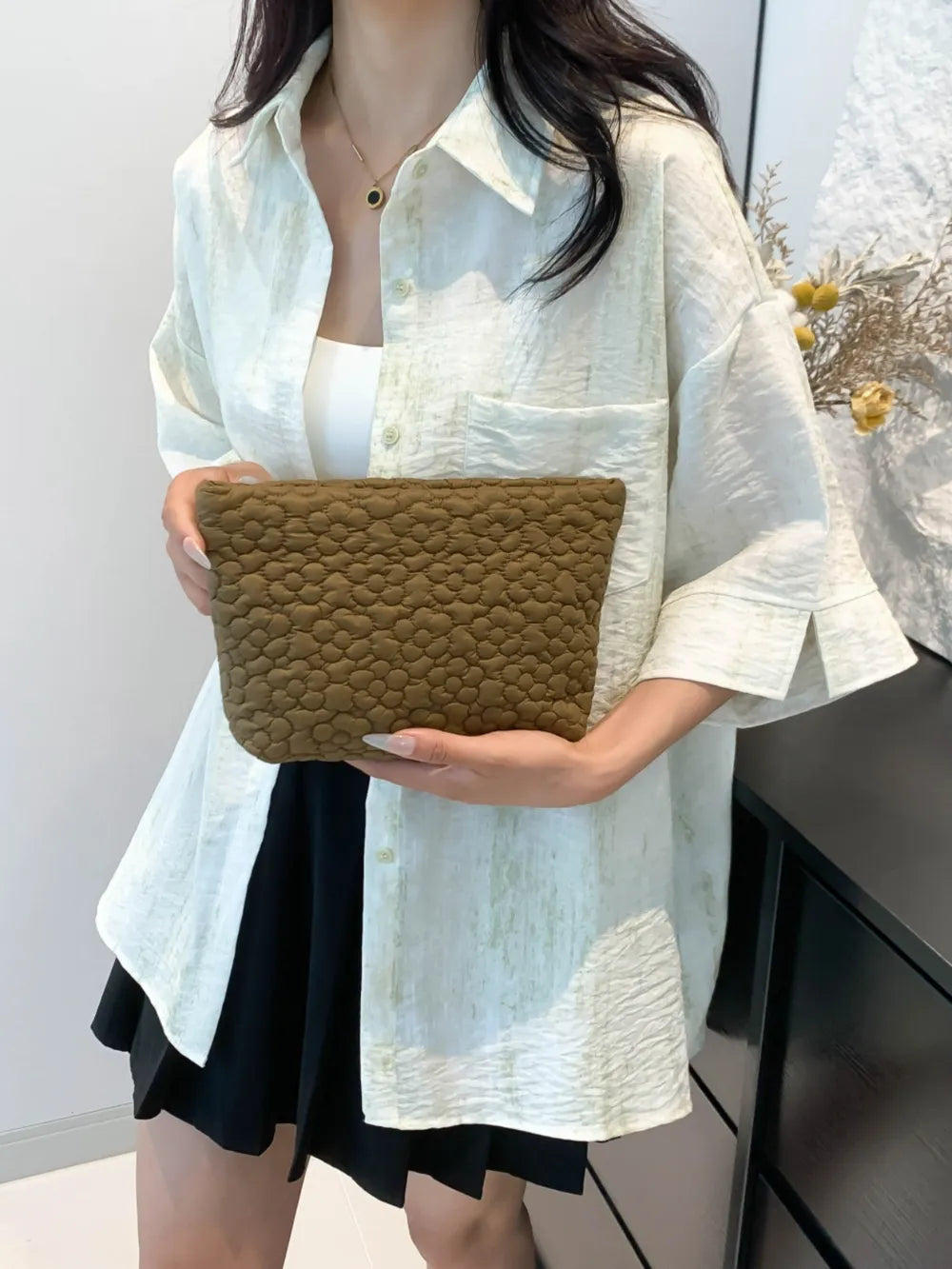 Flower Texture Polyester Clutch - LaTezza Online Shop