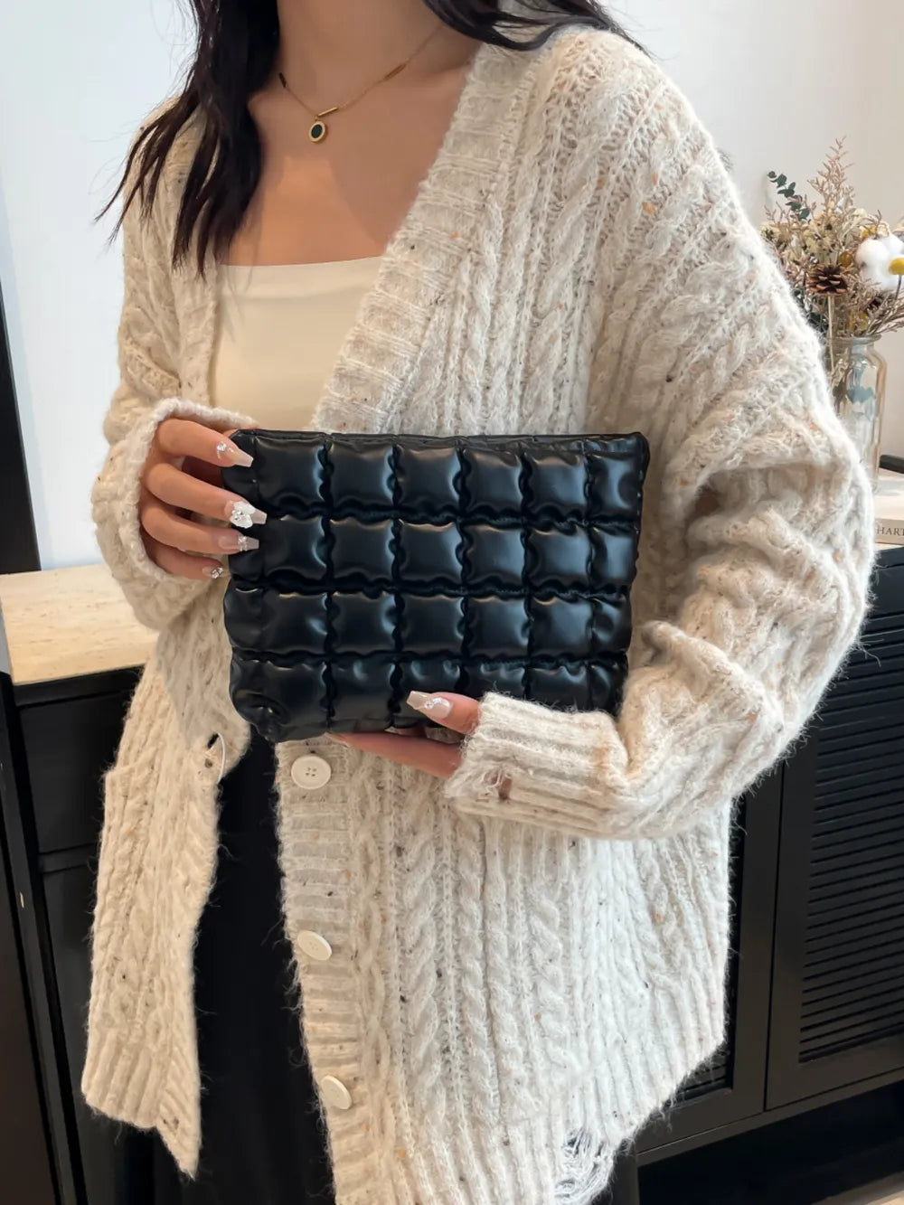 Quilted Plaid Clutch with Zipper - LaTezza Online Shop