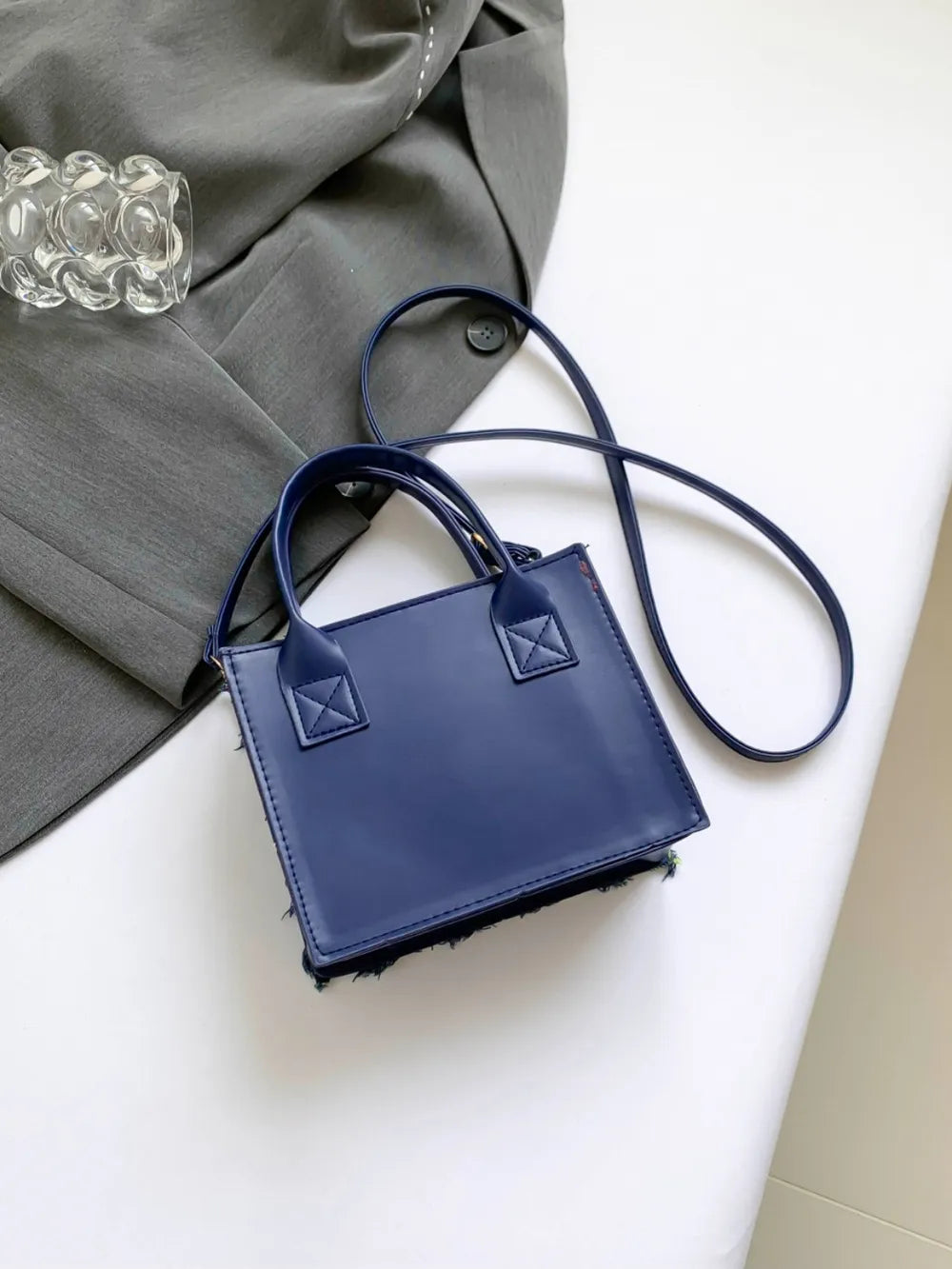 Raw Edge Plaid Shoulder Bag - LaTezza Online Shop