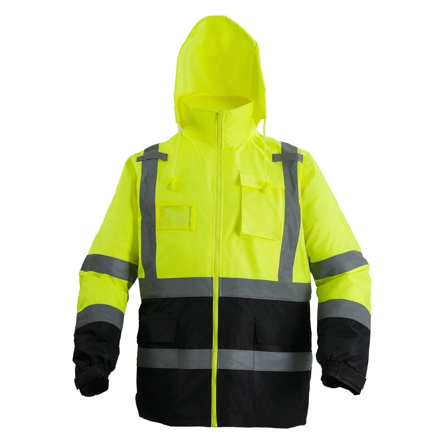 High Visibility Reflective Safety Jacket Waterproof Hoodie Yellow With Black L - LaTezza Online Shop