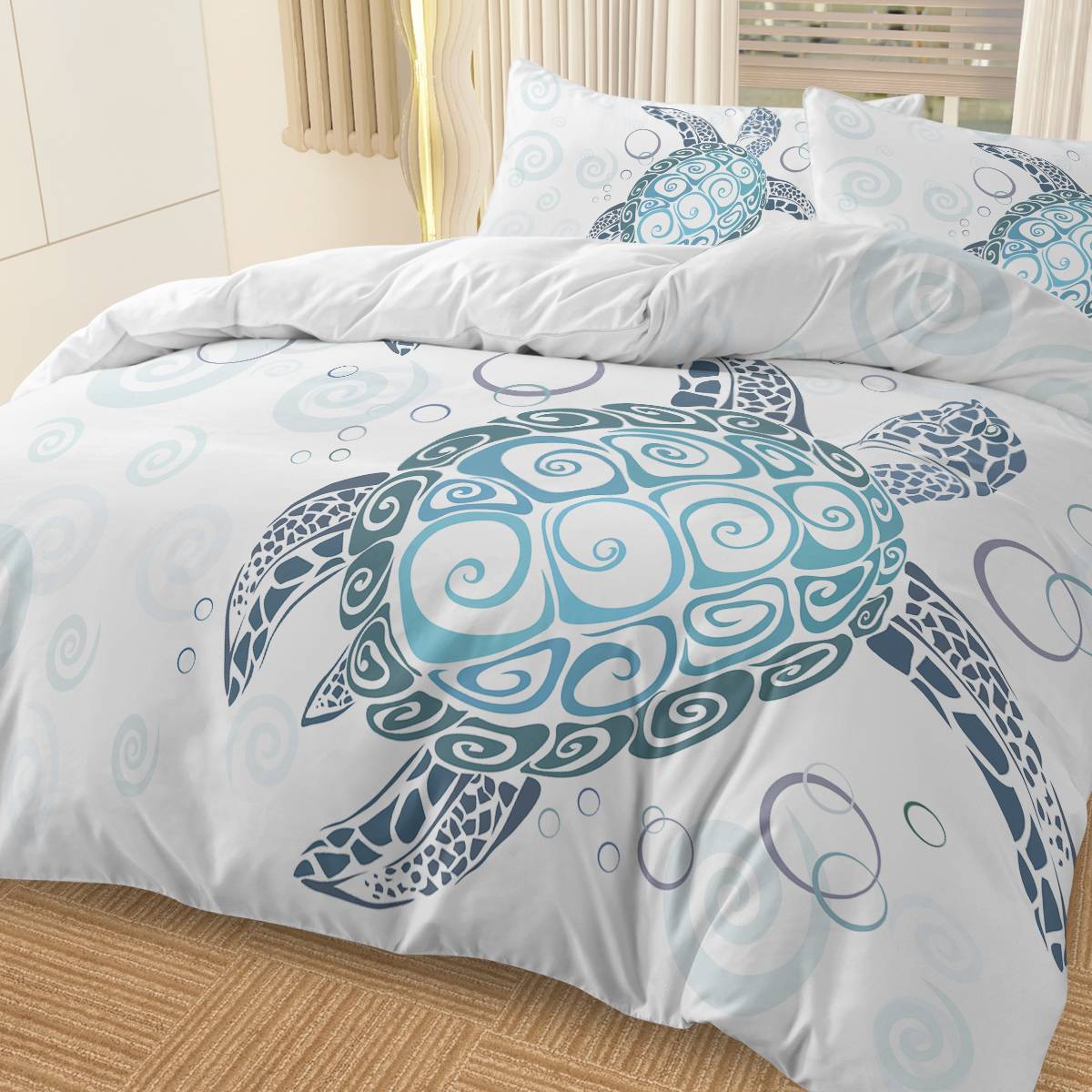 Turtle Bed Sets Ocean 3 Piece Turtle Themed Comforter Cover With 2 Pillowcases - LaTezza Online Shop