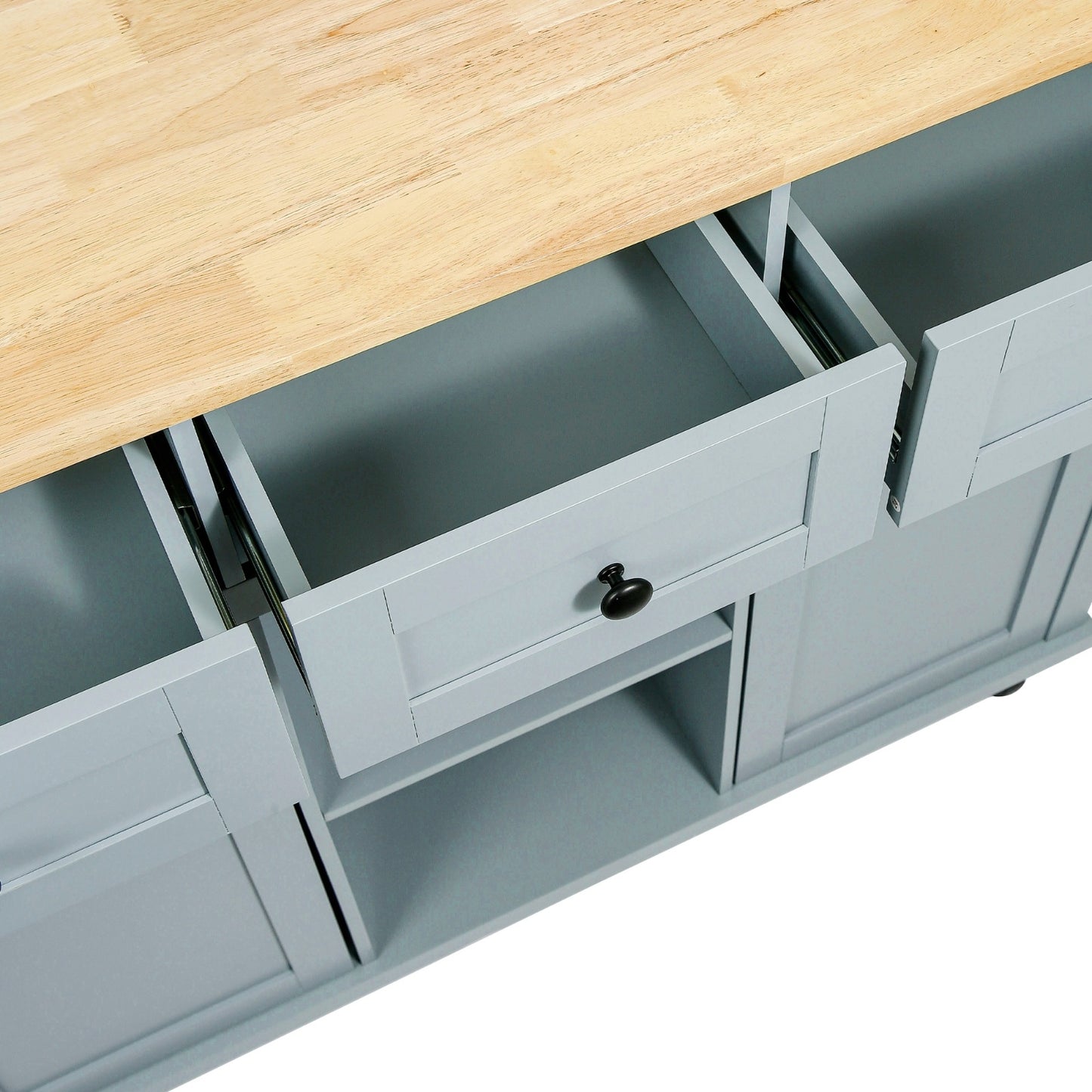 Kitchen Cart With Rubberwood Drop-Leaf Countertop, Cabinet, Storage Racks - LaTezza Online Shop