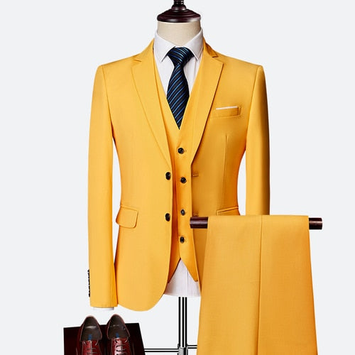 Slim Fit Tuxedo Formal Wedding Prom Work Suits 3Pcs Set Jacket Pants Vest - LaTezza Online Shop