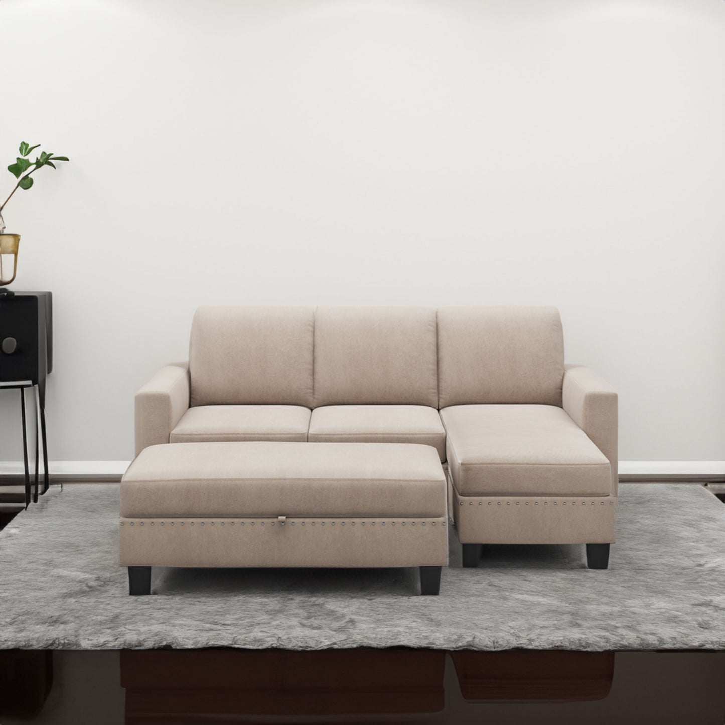 81" Reversible Sectional Couch with Storage Chaise L-Shaped Sofa for Apartment Sectional Set Warm Grey - LaTezza Online Shop