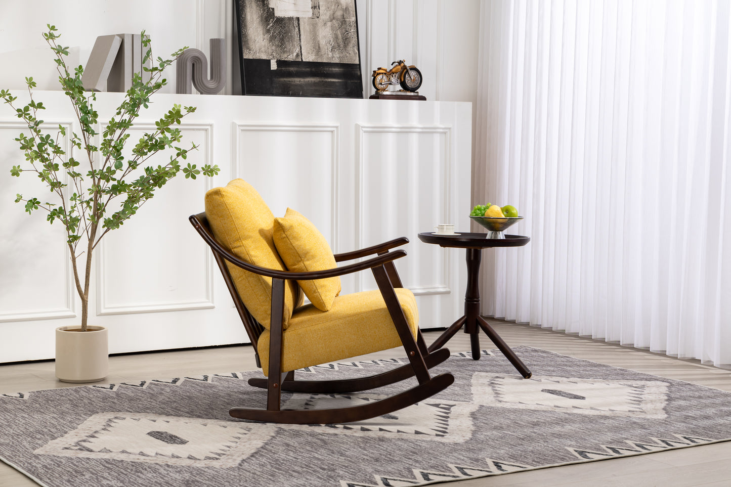 Mid Century Modern Accent Chairs Comfy Upholstered Glider Arm Chair with Solid Wood for Living Room Bedroom Balcony - LaTezza Online Shop