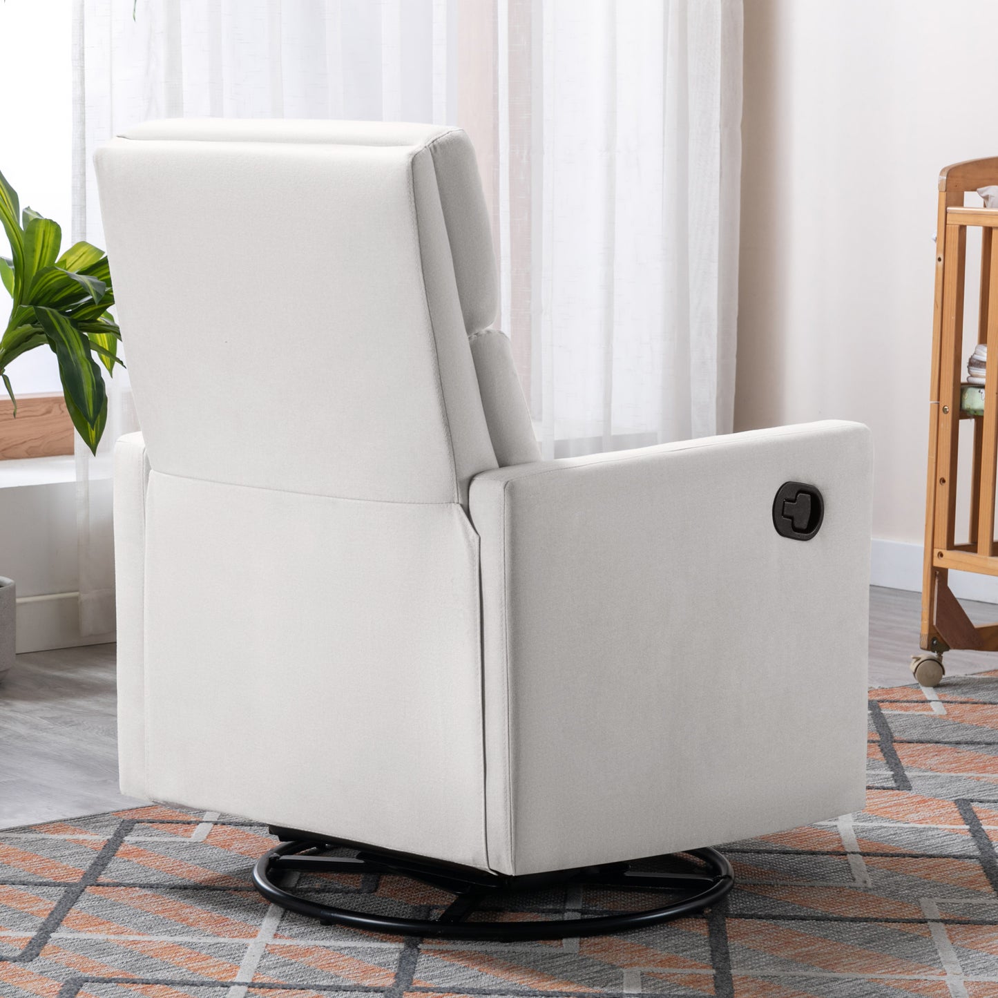 Modern Upholstered Rocker Nursery Chair Plush Seating Glider Swivel Recliner Chair Beige - LaTezza Online Shop