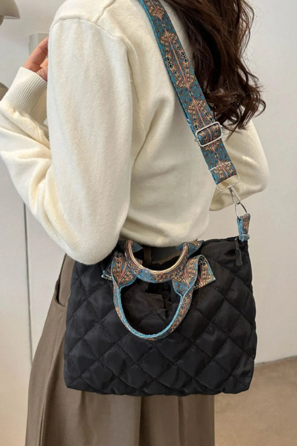 Crossbody Bag Bubble Textured Printed Strap Handbag - LaTezza Online Shop