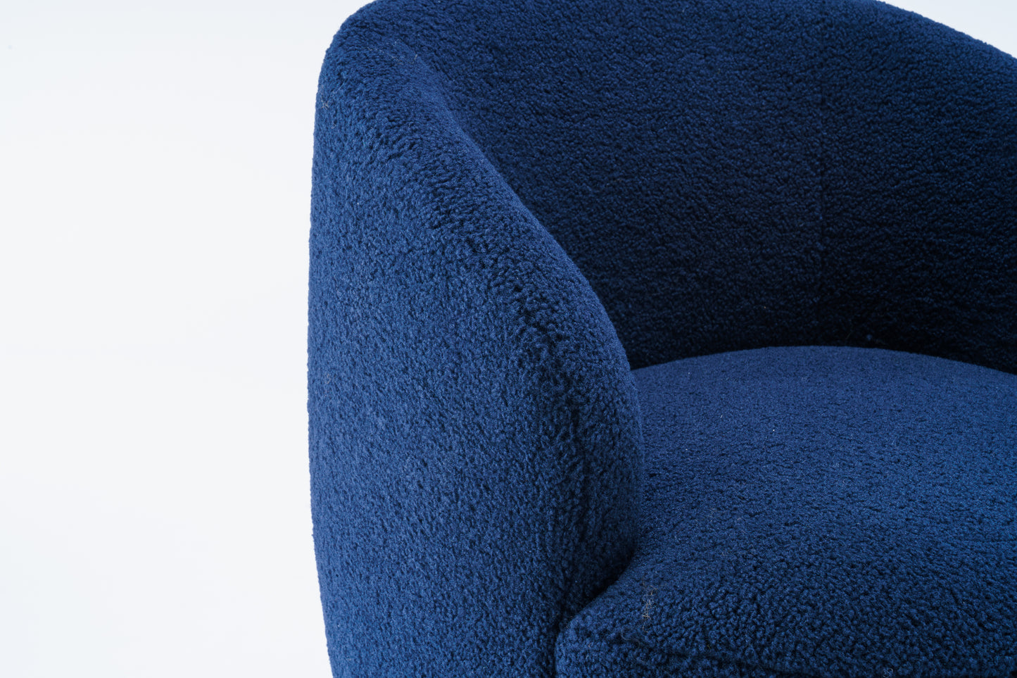 Teddy Fabric Swivel Accent Armchair Barrel Chair With Black Powder Coating Metal Ring Dark Blue - LaTezza Online Shop