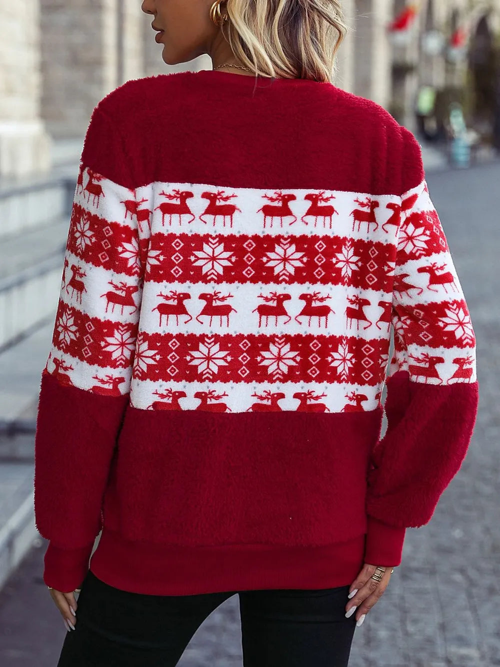 Christmas Element Round Neck Long Sleeve Sweatshirt - LaTezza Online Shop