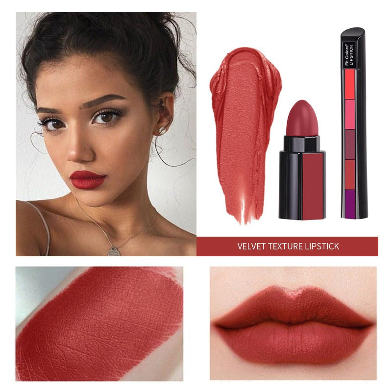 5 Colors Matte Velvet Lipstick Waterproof Sweatproof Lip Gloss Duration Colorfast Lipstick Non Stick Cup Lip Gloss Cosmetics - LaTezza Online Shop