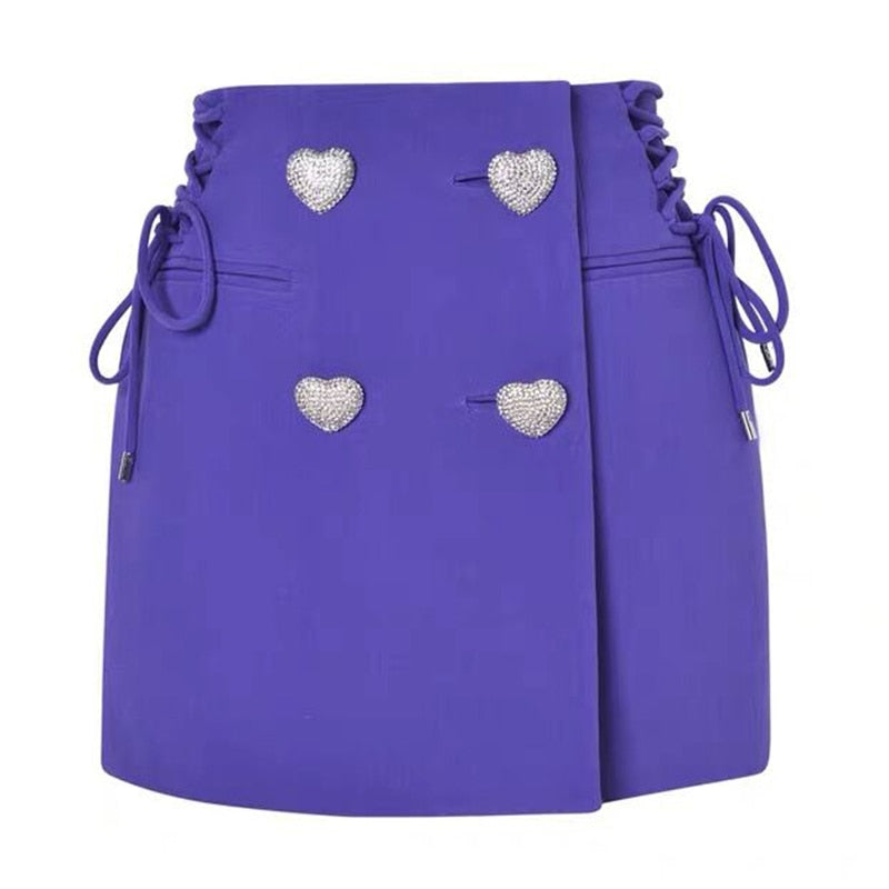 Women's Diamond Heart Button Bow Loose Suit Coat Sweet Suit Skirt - LaTezza Online Shop
