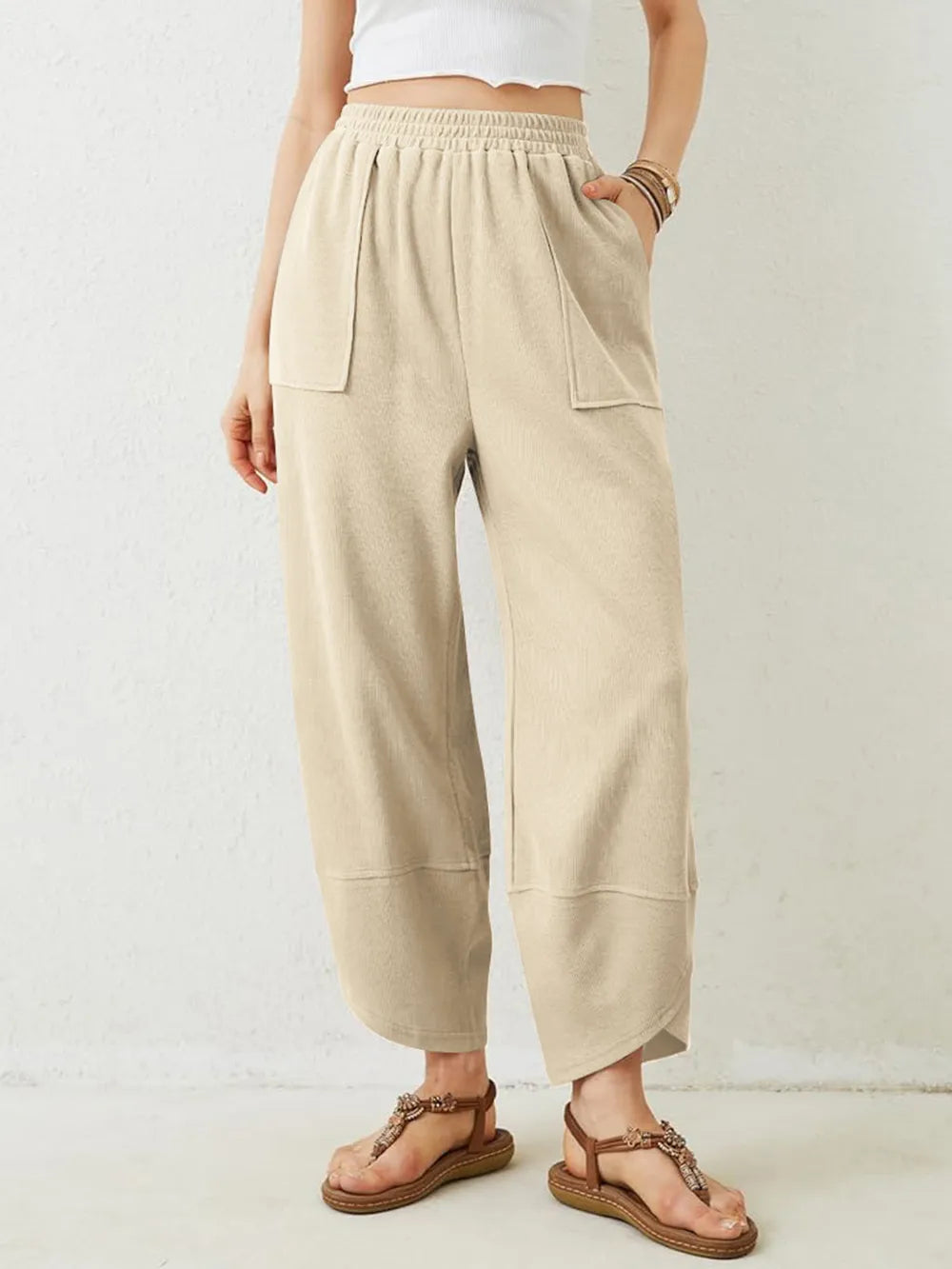 Elastic Waist Wide Leg Pants - LaTezza Online Shop