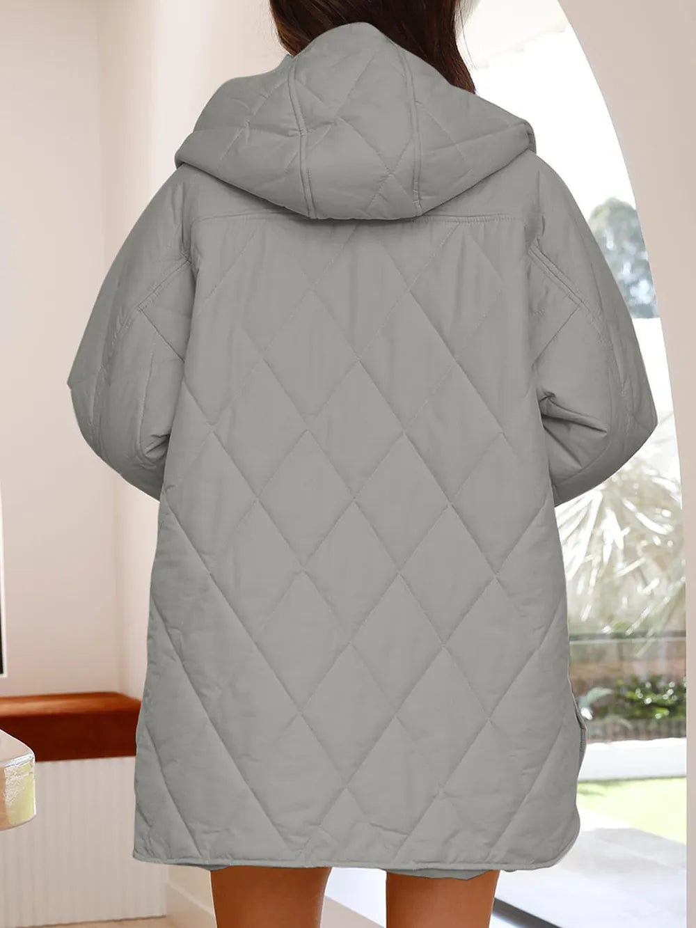 Slit Snap Down Long Sleeve Hooded Jacket - LaTezza Online Shop