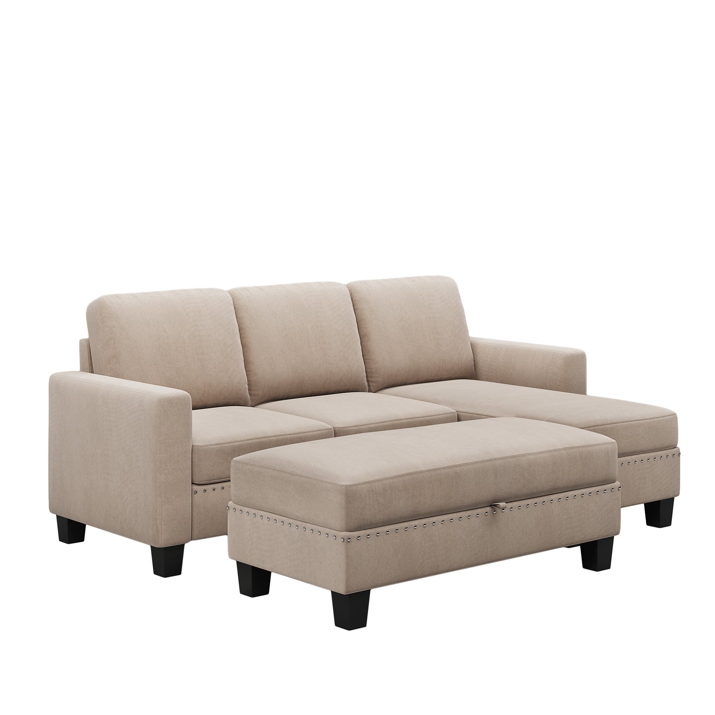 81" Reversible Sectional Couch with Storage Chaise L-Shaped Sofa for Apartment Sectional Set Warm Grey - LaTezza Online Shop