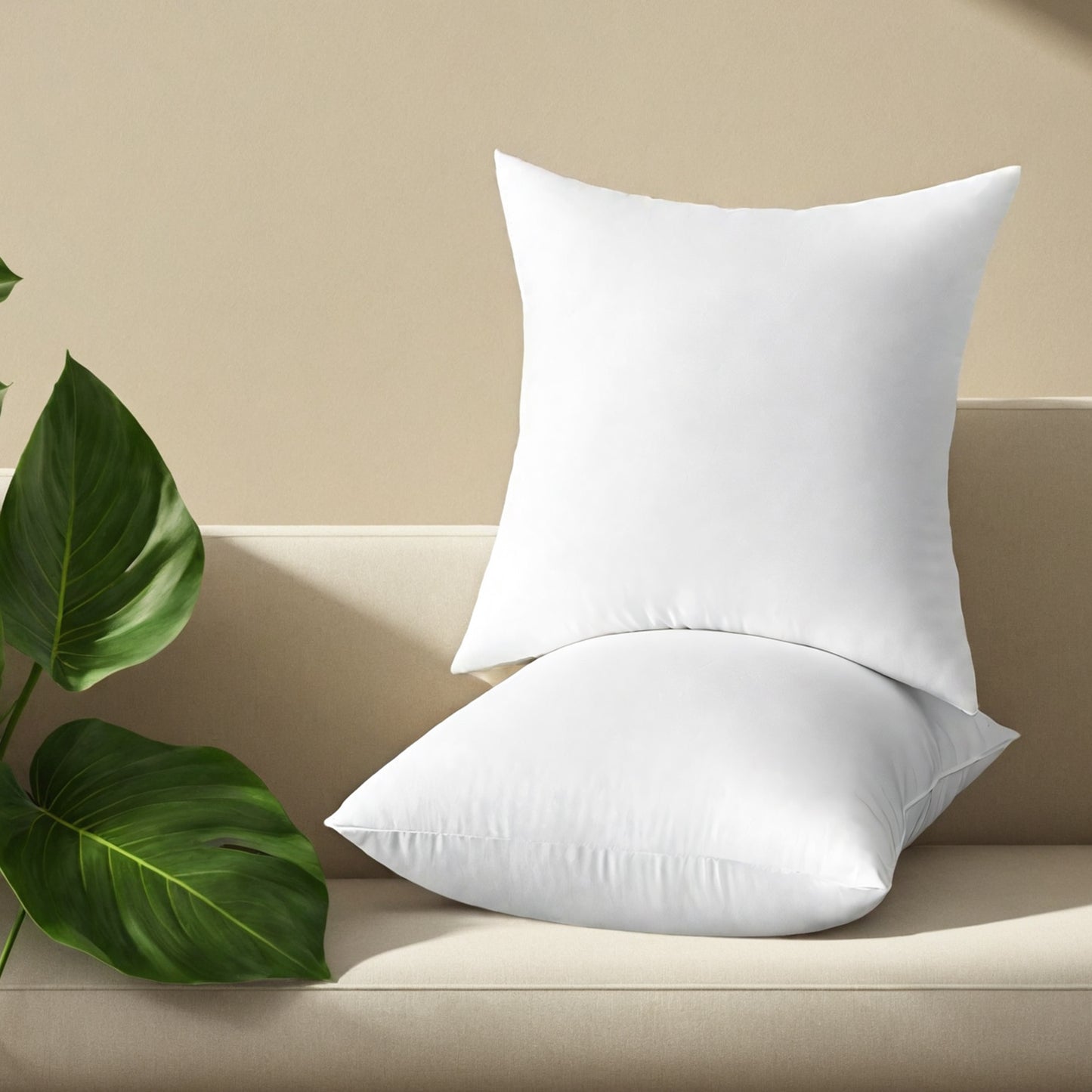 White Square Pillow Two Bubble Bags Cushion Core Breathable Hand Washable OKO-100 Certified