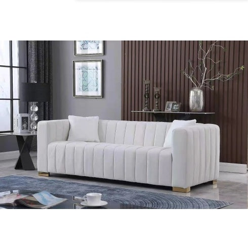 A Modern Channel Sofa Take On A Traditional Chesterfield,Grey Color,loveseater - LaTezza Online Shop