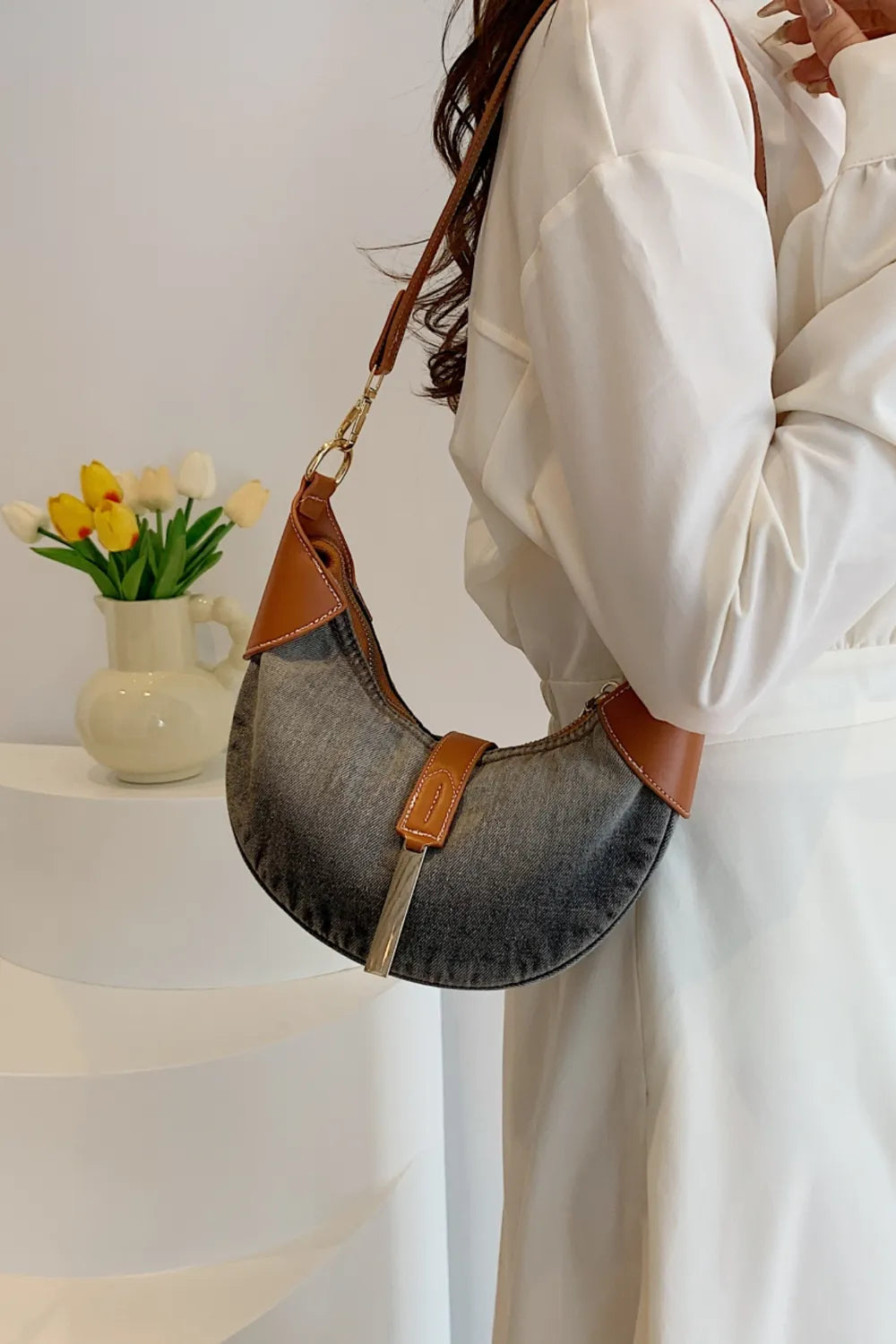 Contrast Denim Shoulder Bag - LaTezza Online Shop