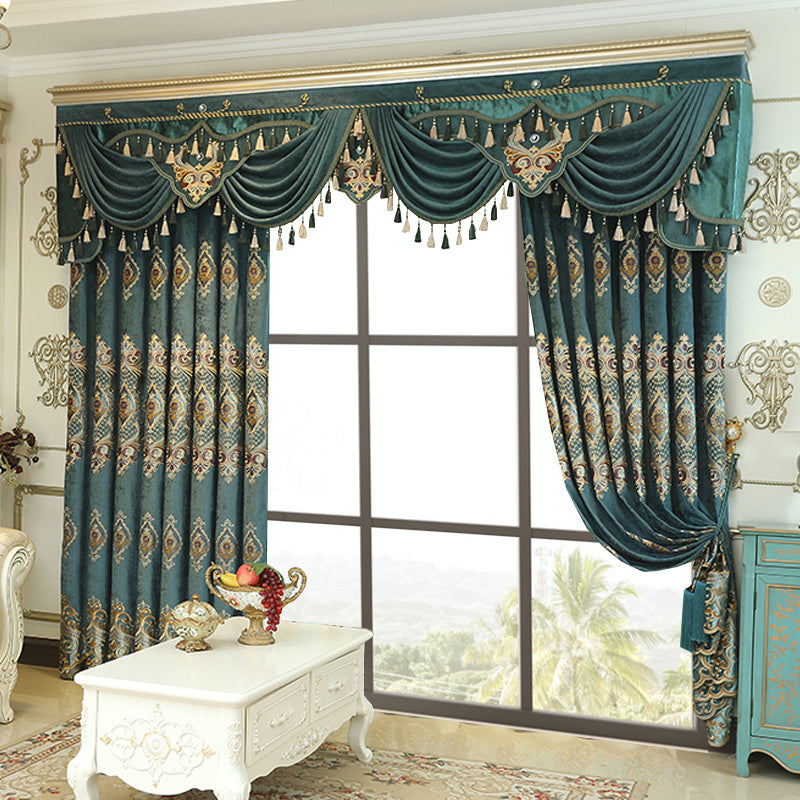 Luxury Elegant High-end Embroidered Curtains, Blackout Living Room Bedroom Villa, Velvet Curtains, Finished 2-piece - LaTezza Online Shop