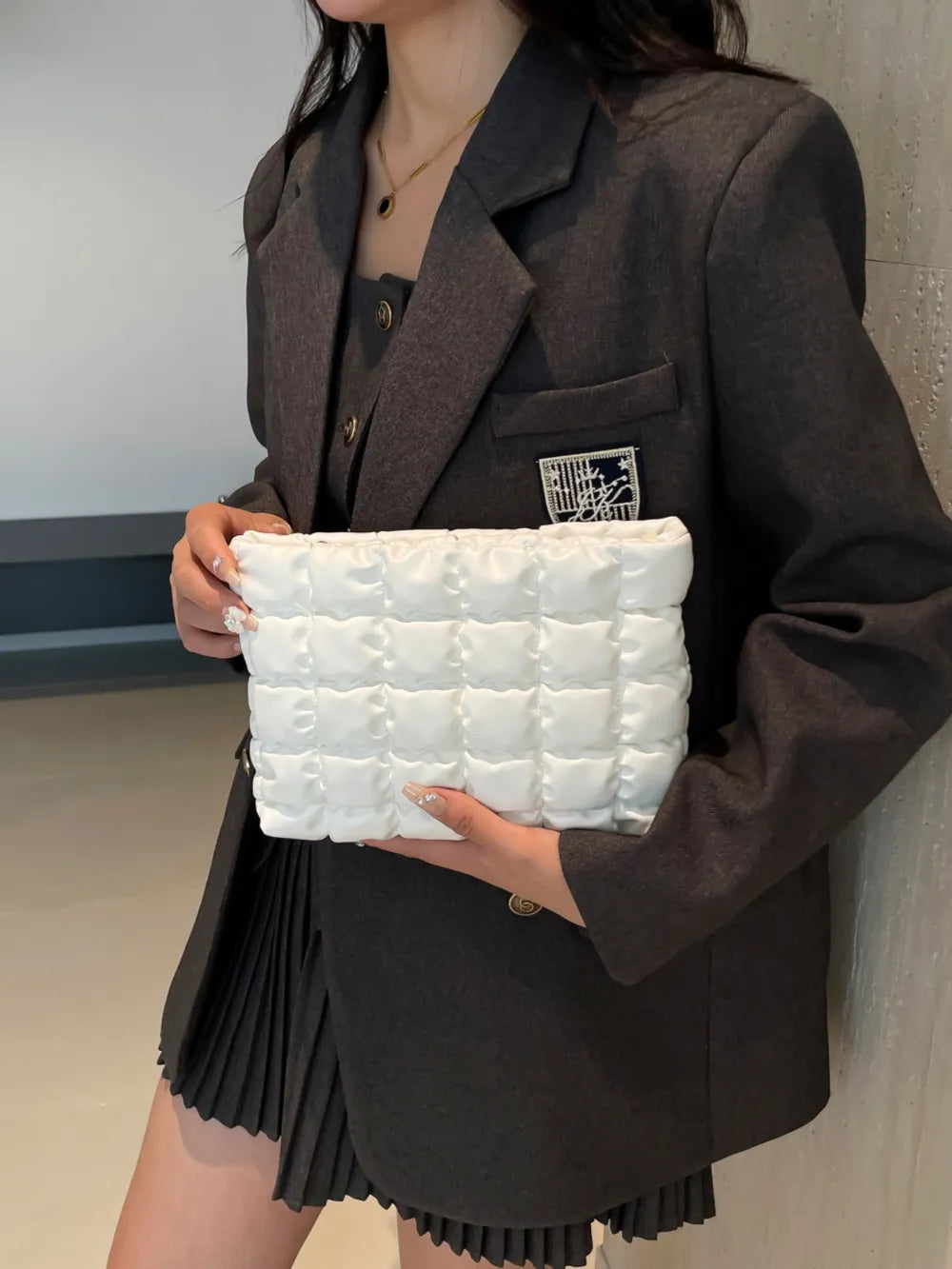 Quilted Plaid Clutch with Zipper - LaTezza Online Shop