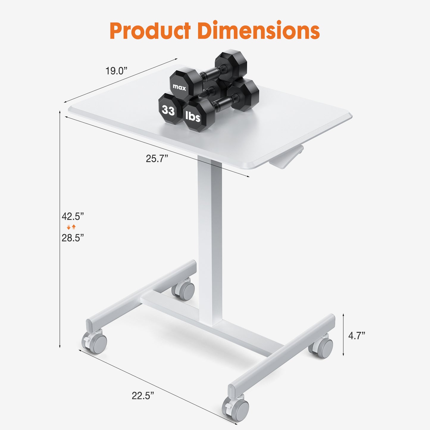Adjustable Rolling Desk Laptop Computer Cart For Home Office Classroom Overbed Table - LaTezza Online Shop