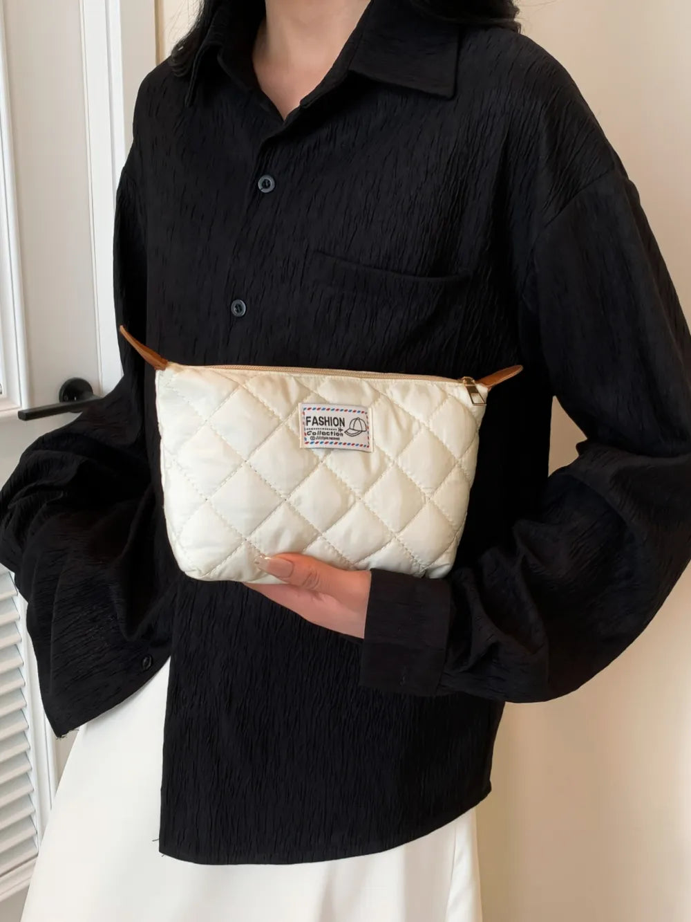 Solid Quilted Clutch with Zipper - LaTezza Online Shop