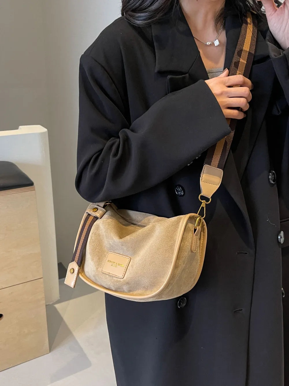 Suede Adjustable Strap Shoulder Bag - LaTezza Online Shop