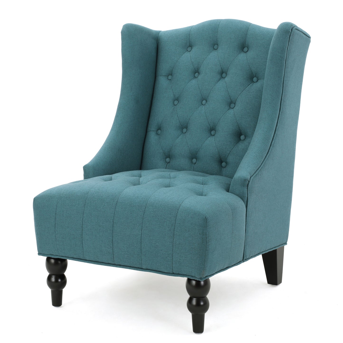 Teal Upholstered Wingback Chair with Birch Wood Legs - LaTezza Online Shop