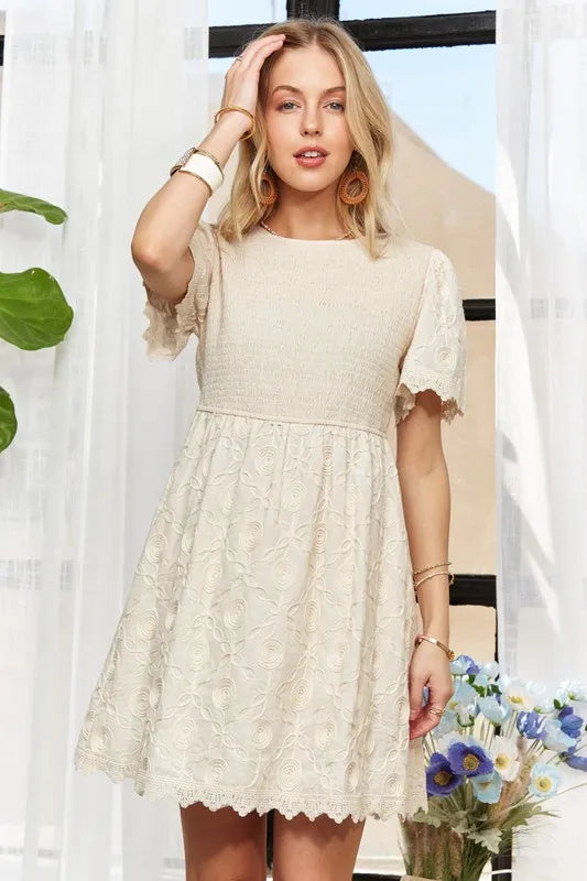 Dress ADORA Rround Neck Crinkle Babydoll Dress - LaTezza Online Shop