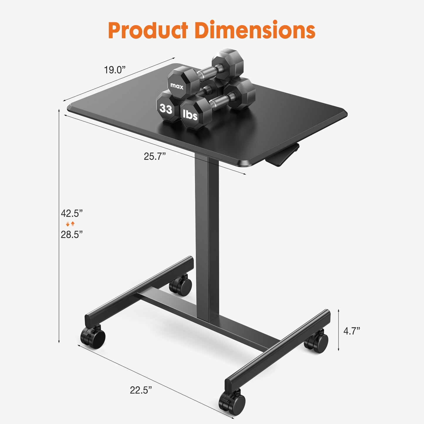 Adjustable Rolling Desk Laptop Computer Cart For Home Office Classroom Overbed Table - LaTezza Online Shop