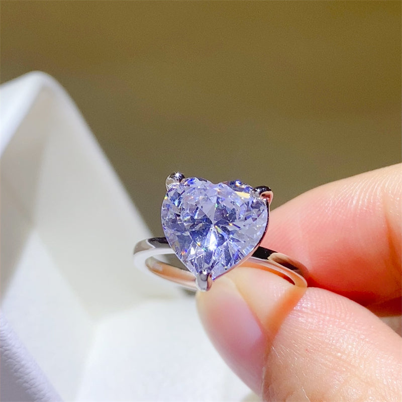 5 Carat 925 S.S. Moissanite Heart Shape Ring - LaTezza Online Shop
