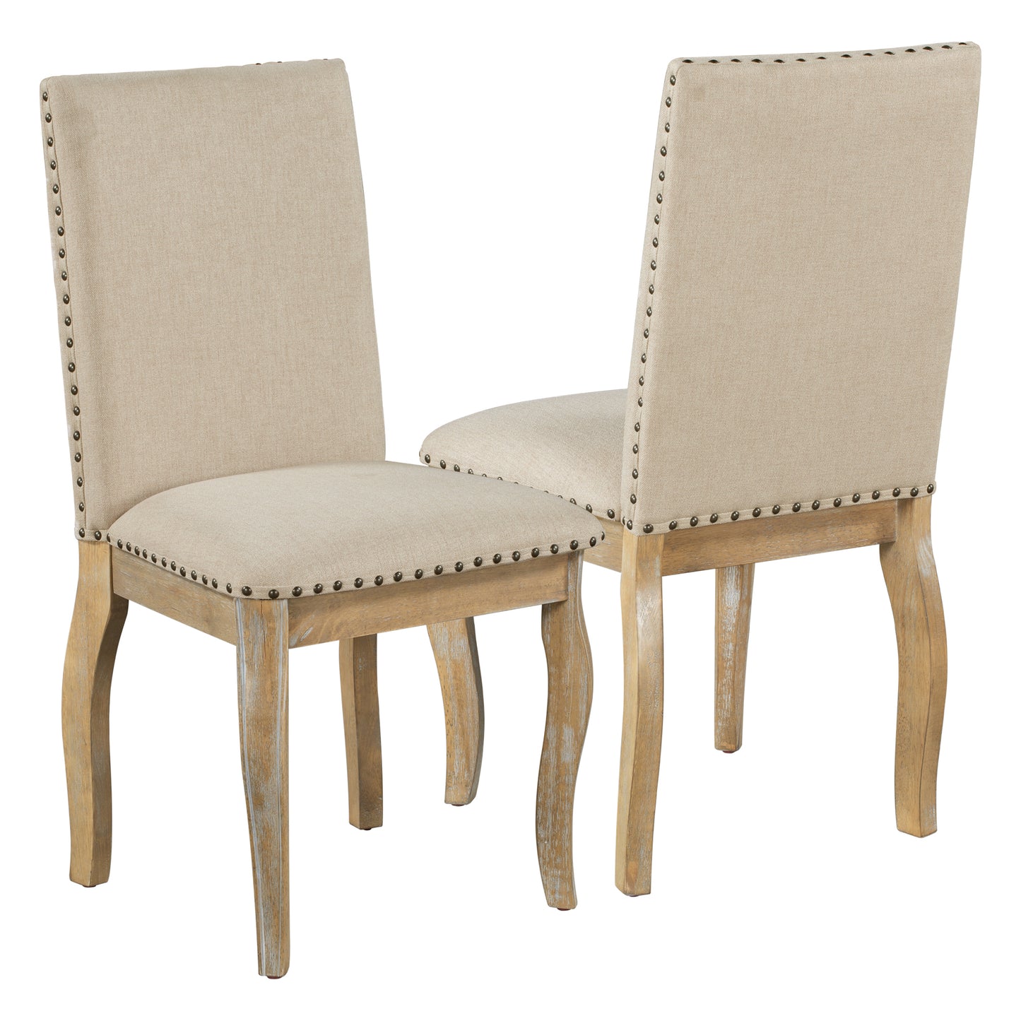 TREXM 5-Piece Farmhouse Dining Table Set Wood Round Extendable Dining Table and 4 Upholstered Dining Chairs (Natural Wood Wash) - LaTezza Online Shop