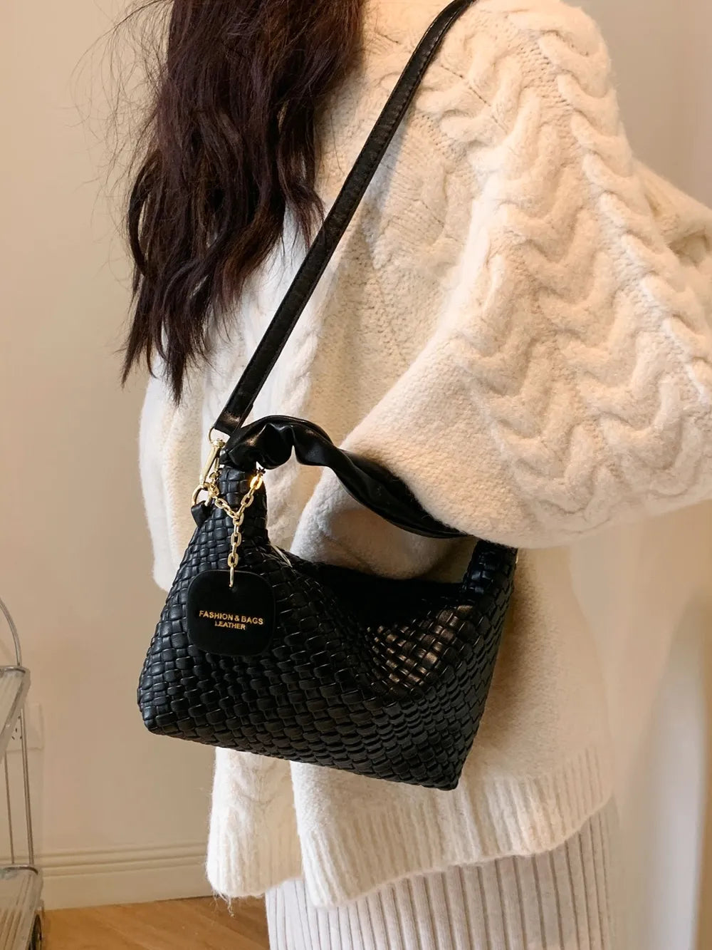 PU Leather Woven Crossbody Bag - LaTezza Online Shop