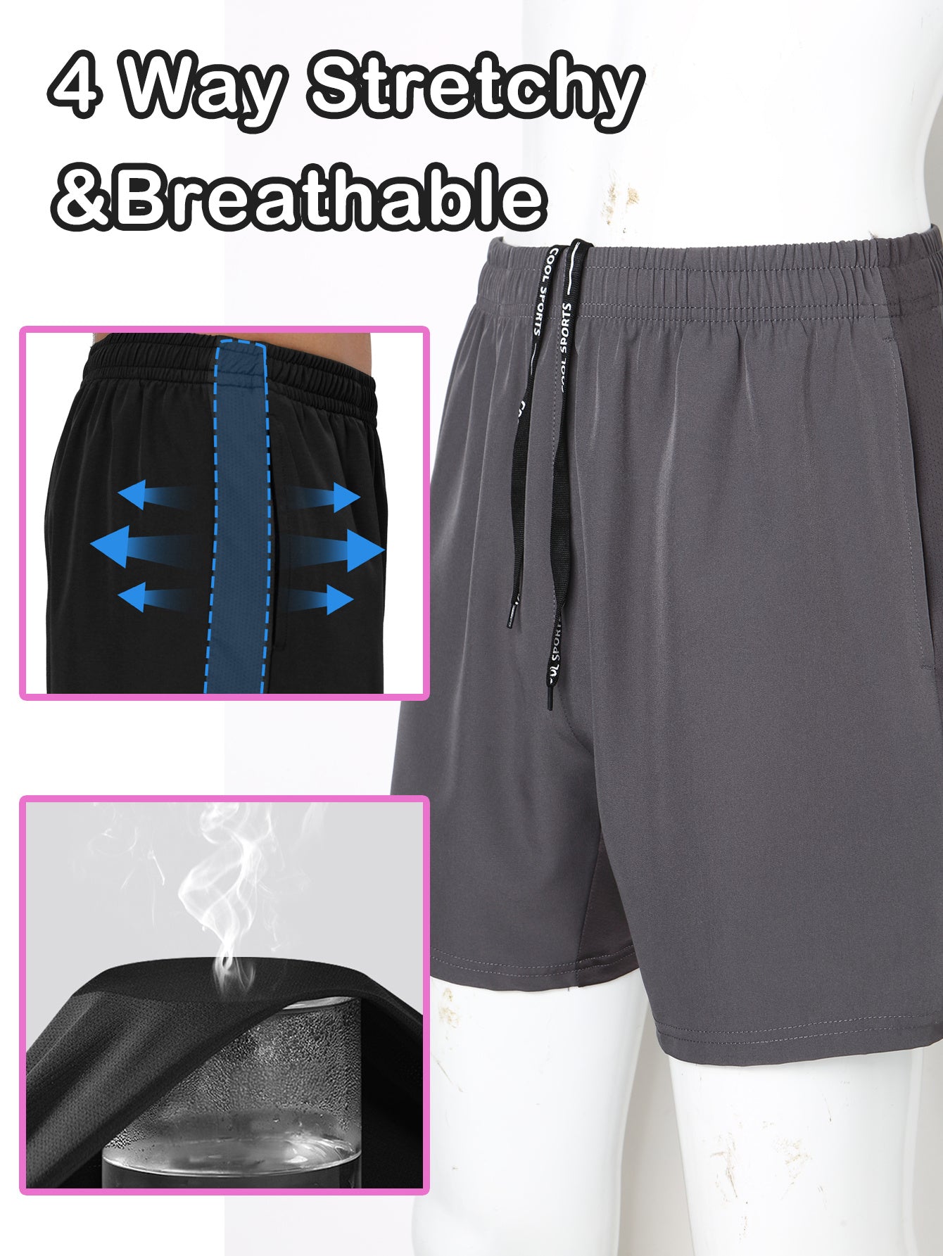 Men's Sweatpants - 3 Points Quick-dry 2 Pairs Of Black Zhangqing - LaTezza Online Shop