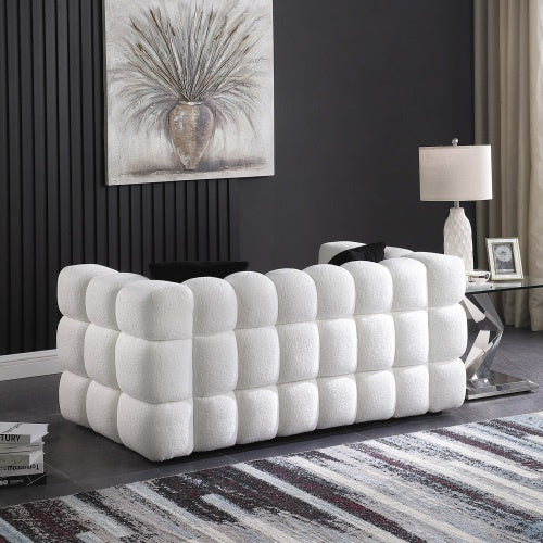 62.2length ,35.83 Deepth ,human Body Structure For USA People, Marshmallow Sofa,boucle Sofa ,White Color, 2 Seater - LaTezza Online Shop