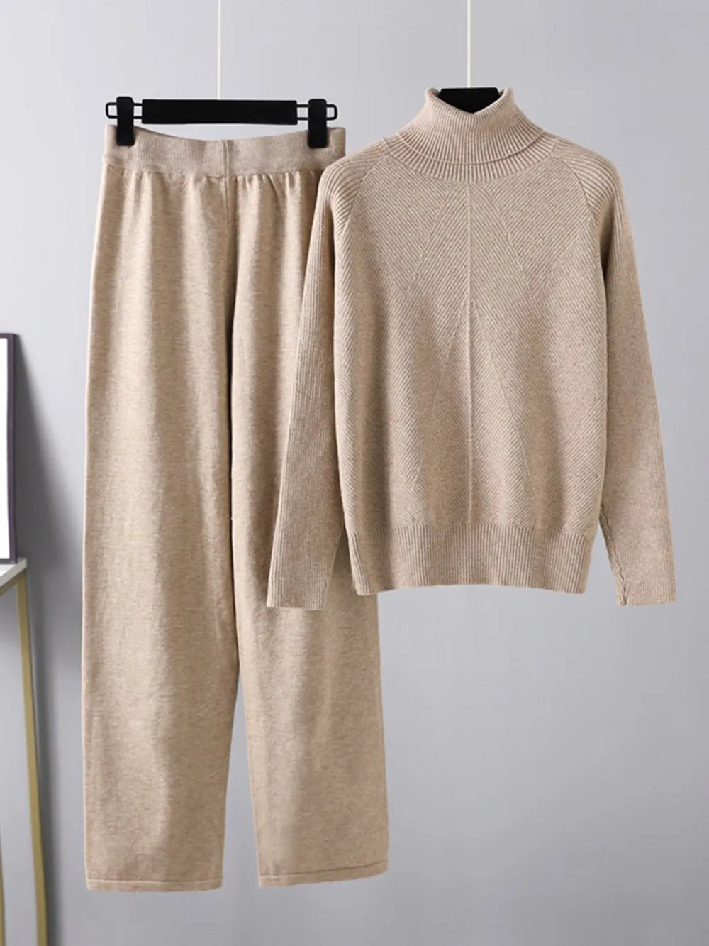 Turtleneck Raglan Sleeve Top and Pants Sweater Set - LaTezza Online Shop