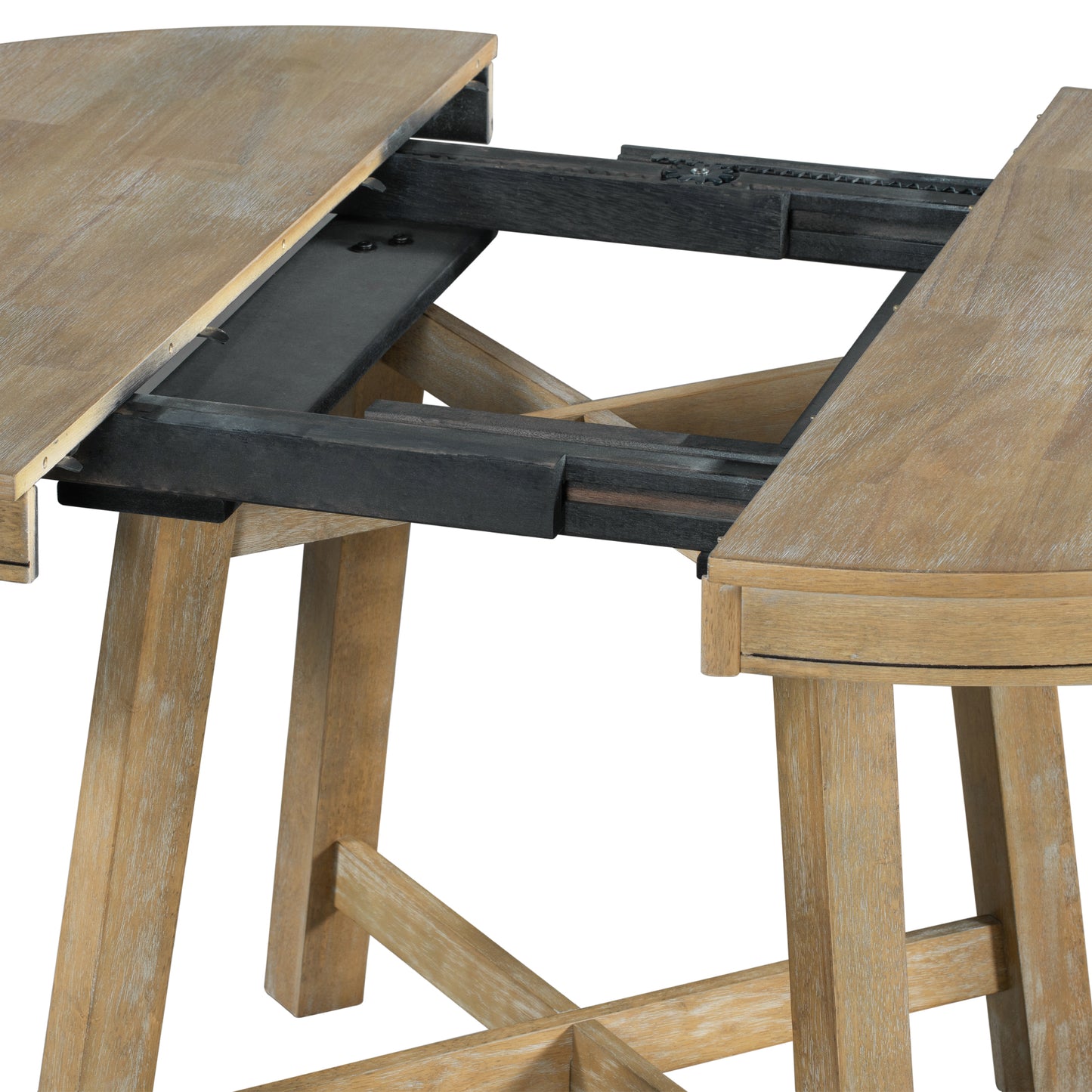 TREXM 5-Piece Farmhouse Dining Table Set Wood Round Extendable Dining Table and 4 Upholstered Dining Chairs (Natural Wood Wash) - LaTezza Online Shop