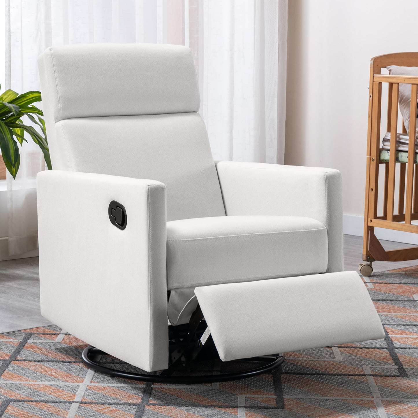 Modern Upholstered Rocker Nursery Chair Plush Seating Glider Swivel Recliner Chair Beige - LaTezza Online Shop