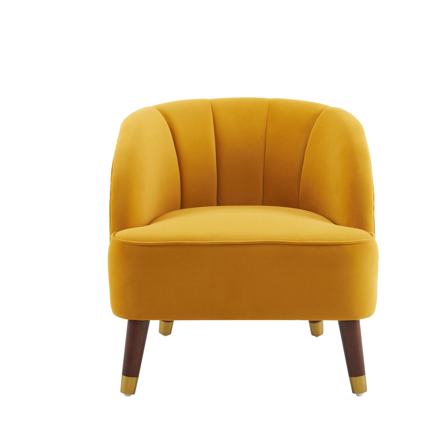 Orange Upholstered Barrel Accent Chair With Wooden Legs - LaTezza Online Shop