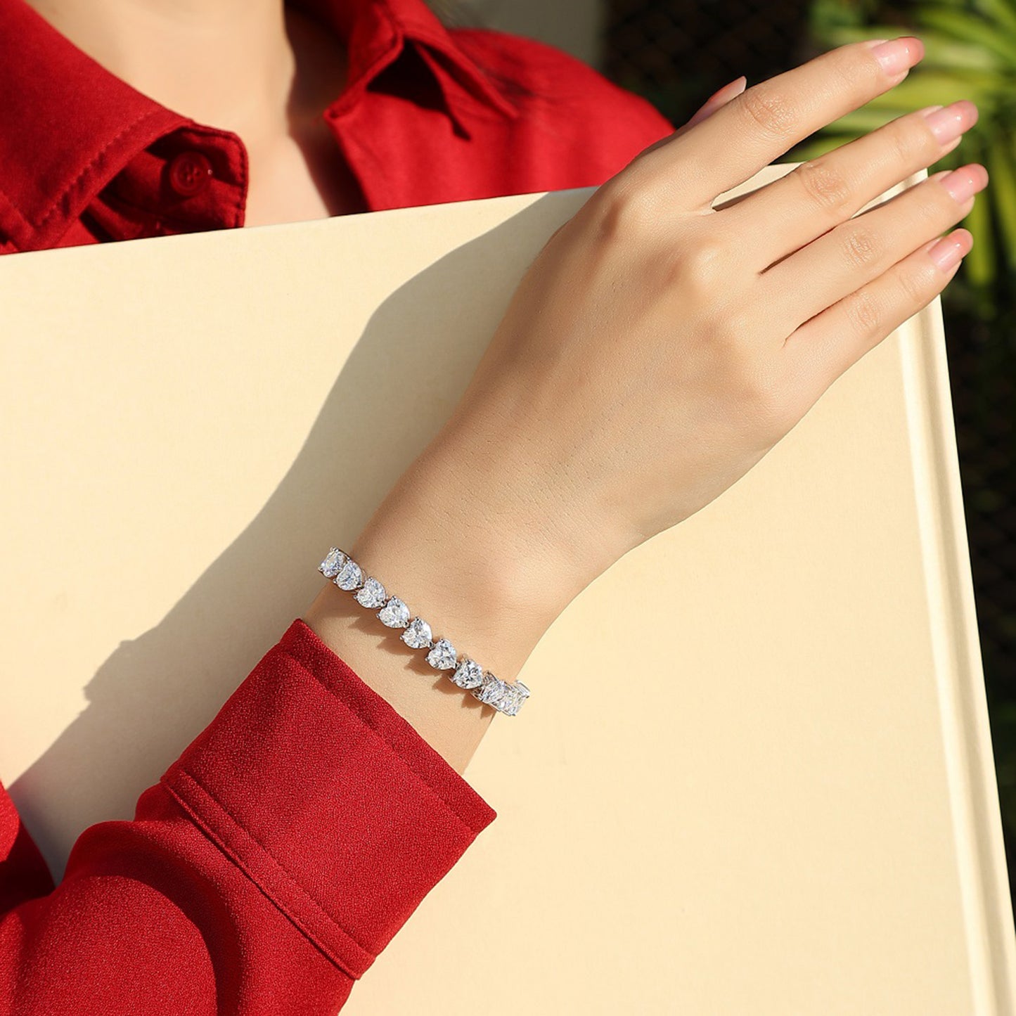 24 Carat Moissanite 925 S.S. Heart Bracelet - LaTezza Online Shop