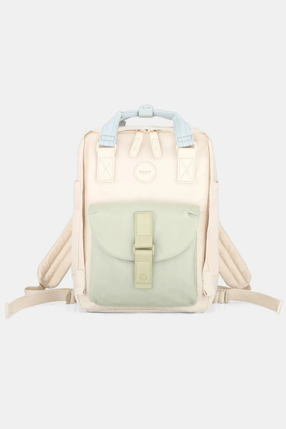 Himawari Contrast Waterproof Canvas Backpack Bag with Round Label - LaTezza Online Shop