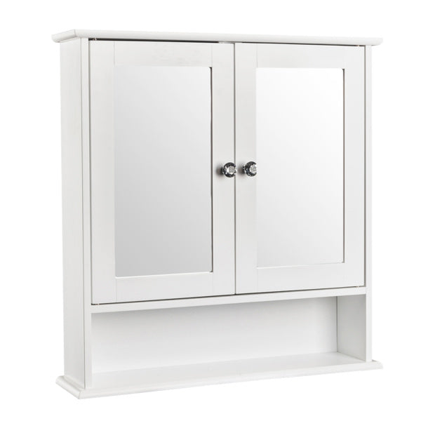 White Painted Surface Density Board, Double Mirror Door, Bathroom Cabinet