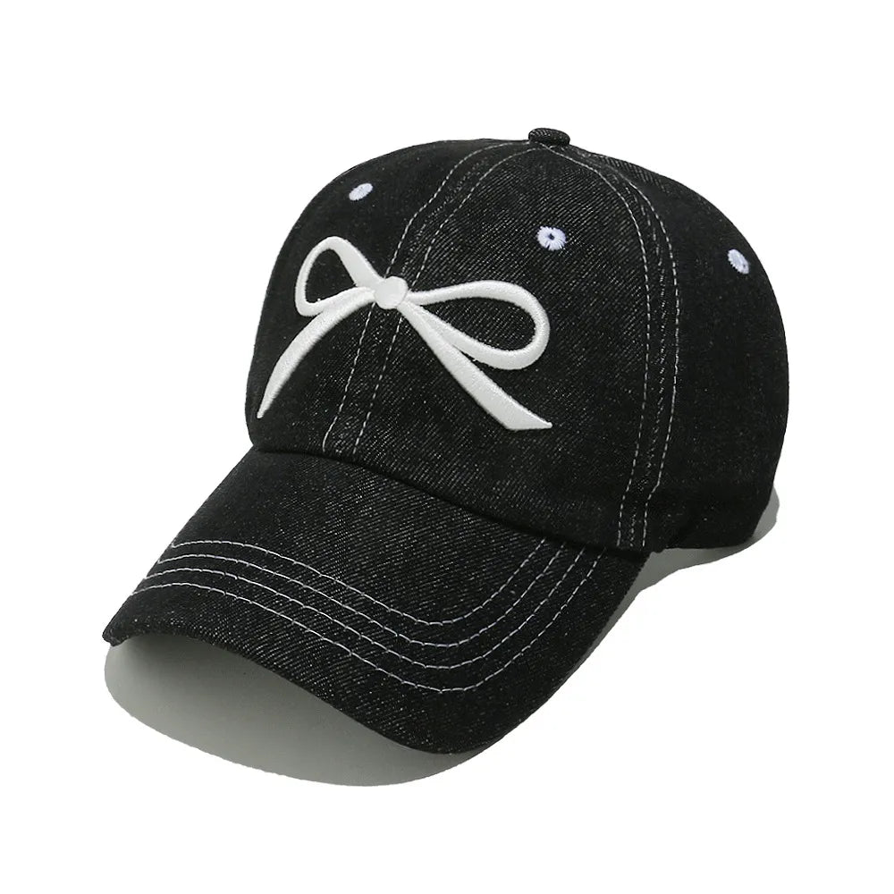 Bow Embroidered Denim Baseball Cap - LaTezza Online Shop