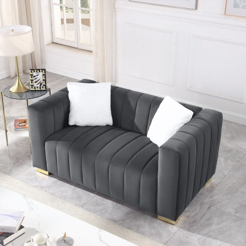A Modern Channel Sofa Take On A Traditional Chesterfield,Grey Color,loveseater - LaTezza Online Shop