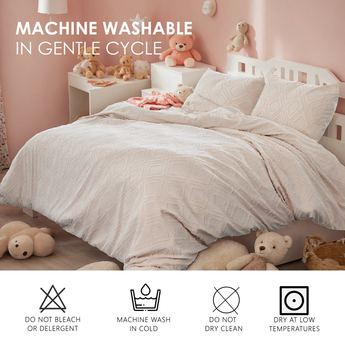 Bohemian Style Quilt Cover Set Tufted Cut Flower Machine Washable Without Shrinkage