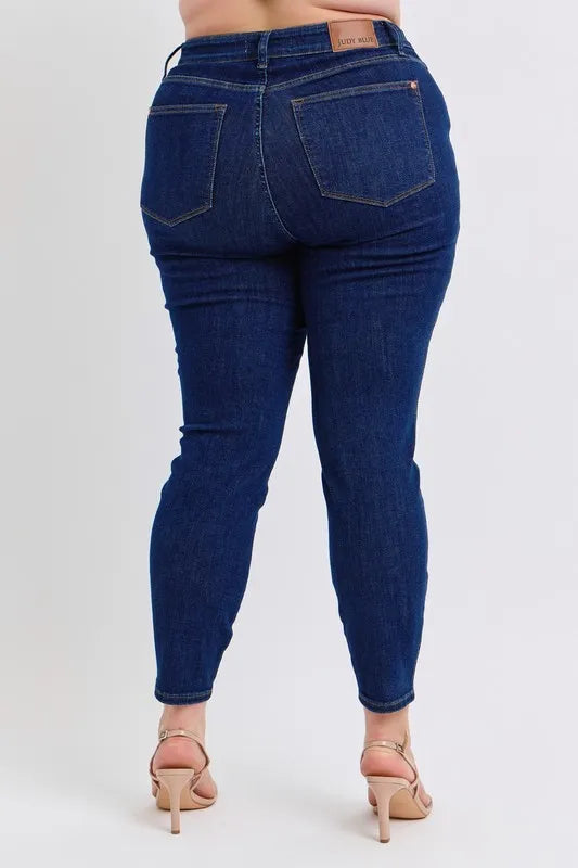 Skinny Jeans Judy Blue Full Size Mid Rise Tummy Control Classic Skinny Jeans Plus Size - LaTezza Online Shop