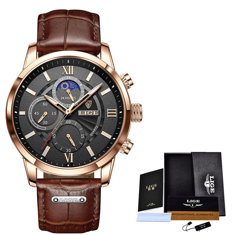 Lige New Quartz Watch Quartz Multifunction Chronograph Waterproof Watch - LaTezza Online Shop