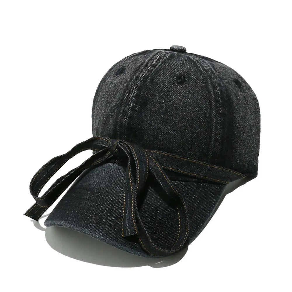Washed Bow Denim Baseball Cap - LaTezza Online Shop