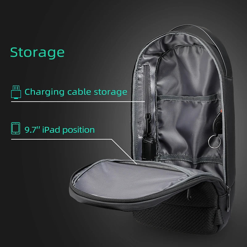 Mark Ryden Anti-theft Male Crossbody Sling Bag USB Charging Water-resistant Messenger Chest Bag