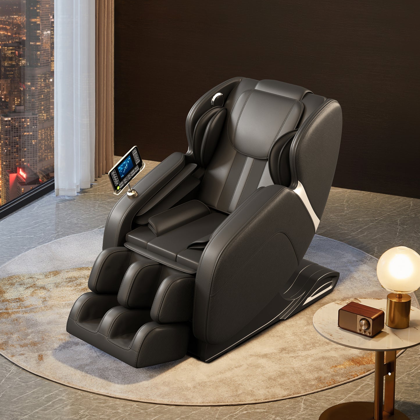 Full body deep tissue massage chair, foot massage, 8 fixed massage rollers, touch screen suitable for 5.1-5.75 feet high (black) - LaTezza Online Shop