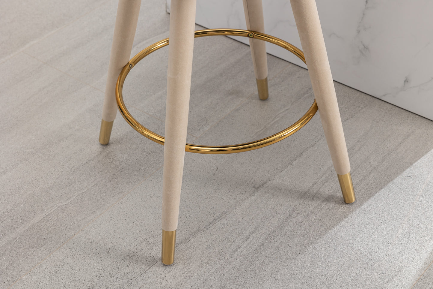 COOLMORE Counter Height Bar Stools Set of 2 for Kitchen Counter Solid Wood Legs with a fixed height of 360 degrees Beige - LaTezza Online Shop